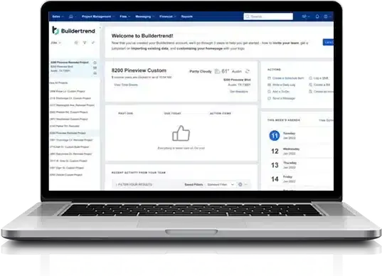 Buildertrend client portal shown on a laptop